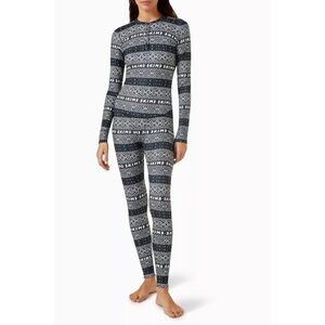 SKIMS NWT Plush Pointelle Henley Pajama Set - Onyx Faire Isle
